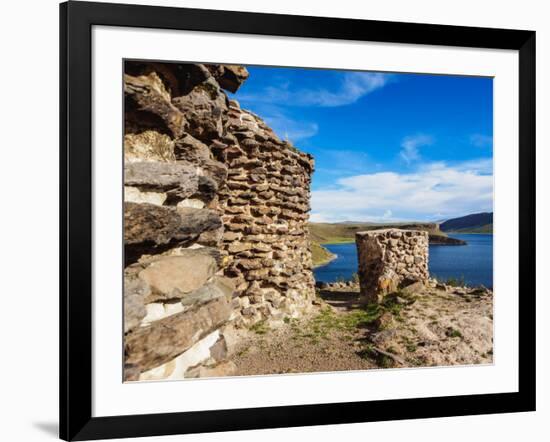 Chullpas by the Lake Umayo in Sillustani, Puno Region, Peru, South America-Karol Kozlowski-Framed Photographic Print