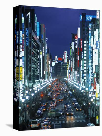 Chuo-Dori Avenue, Ginza, Tokyo, Japan-Walter Bibikow-Stretched Canvas