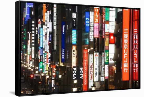 Chuo-Dori, Elevated View at Dusk Along Tokyo's Most Exclusive Shopping Street-Gavin Hellier-Framed Stretched Canvas