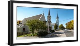 Church along a street, Bath, Sagadahoc County, Maine, USA-null-Framed Photographic Print