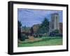 Church and Barn, Waltham St. Lawrence, 1937 (Oil on Canvas)-Charles Ginner-Framed Giclee Print