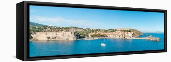 Church and Castle in a Town, Chateau Royal De Collioure, Church Notre-Dame-Des-Anges-null-Framed Stretched Canvas