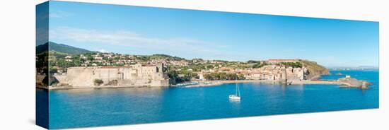 Church and Castle in a Town, Chateau Royal De Collioure, Church Notre-Dame-Des-Anges-null-Stretched Canvas