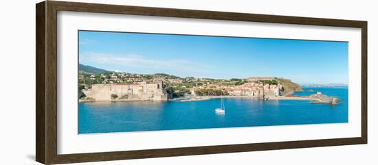 Church and Castle in a Town, Chateau Royal De Collioure, Church Notre-Dame-Des-Anges-null-Framed Photographic Print