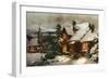 Church and Cottage with Lighted Windows-English School-Framed Giclee Print