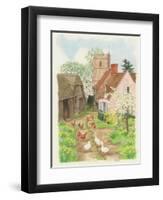 Church and Farm Track, 1998-Linda Benton-Framed Premium Giclee Print