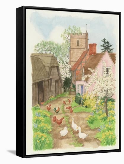 Church and Farm Track, 1998-Linda Benton-Framed Stretched Canvas