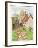 Church and Farm Track, 1998-Linda Benton-Framed Giclee Print