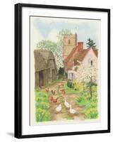 Church and Farm Track, 1998-Linda Benton-Framed Giclee Print