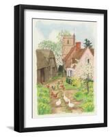 Church and Farm Track, 1998-Linda Benton-Framed Giclee Print