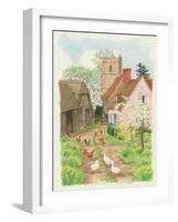 Church and Farm Track, 1998-Linda Benton-Framed Giclee Print