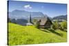 Church and Farmhouse in a Village in the Emmental Valley, Berner Oberland, Switzerland-Jon Arnold-Stretched Canvas