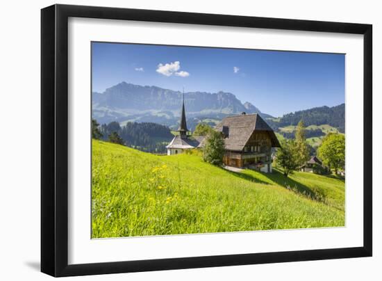 Church and Farmhouse in a Village in the Emmental Valley, Berner Oberland, Switzerland-Jon Arnold-Framed Photographic Print