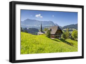 Church and Farmhouse in a Village in the Emmental Valley, Berner Oberland, Switzerland-Jon Arnold-Framed Photographic Print