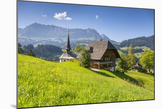 Church and Farmhouse in a Village in the Emmental Valley, Berner Oberland, Switzerland-Jon Arnold-Mounted Photographic Print