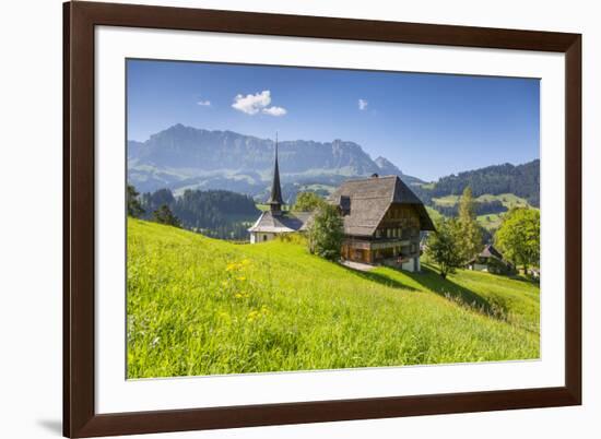 Church and Farmhouse in a Village in the Emmental Valley, Berner Oberland, Switzerland-Jon Arnold-Framed Photographic Print