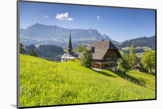 Church and Farmhouse in a Village in the Emmental Valley, Berner Oberland, Switzerland-Jon Arnold-Mounted Photographic Print