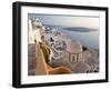 Church and Fira Town at Sunset, Fira, Santorini (Thira), Cyclades, Greece-Peter Adams-Framed Photographic Print