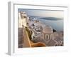 Church and Fira Town at Sunset, Fira, Santorini (Thira), Cyclades, Greece-Peter Adams-Framed Photographic Print