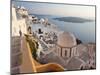 Church and Fira Town at Sunset, Fira, Santorini (Thira), Cyclades, Greece-Peter Adams-Mounted Photographic Print