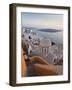 Church and Fira Town at Sunset, Fira, Santorini (Thira), Cyclades, Greece-Peter Adams-Framed Photographic Print