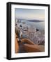 Church and Fira Town at Sunset, Fira, Santorini (Thira), Cyclades, Greece-Peter Adams-Framed Photographic Print