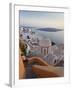 Church and Fira Town at Sunset, Fira, Santorini (Thira), Cyclades, Greece-Peter Adams-Framed Photographic Print