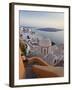 Church and Fira Town at Sunset, Fira, Santorini (Thira), Cyclades, Greece-Peter Adams-Framed Photographic Print