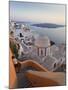 Church and Fira Town at Sunset, Fira, Santorini (Thira), Cyclades, Greece-Peter Adams-Mounted Photographic Print