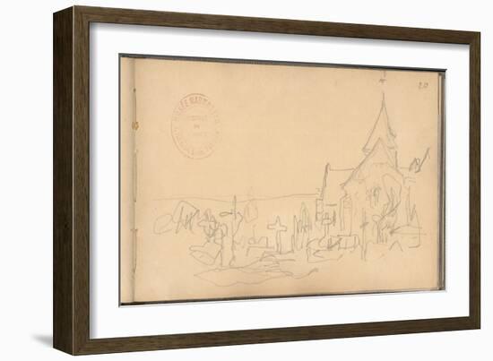 Church and Graveyard at Varengeville (Pencil on Paper)-Claude Monet-Framed Giclee Print