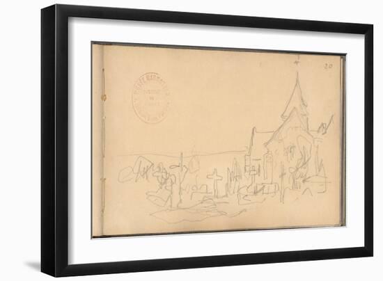 Church and Graveyard at Varengeville (Pencil on Paper)-Claude Monet-Framed Giclee Print