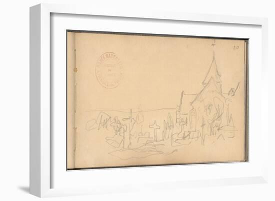 Church and Graveyard at Varengeville (Pencil on Paper)-Claude Monet-Framed Giclee Print