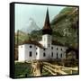 Church and Matterhorn, Zermatt, Switzerland-null-Framed Stretched Canvas