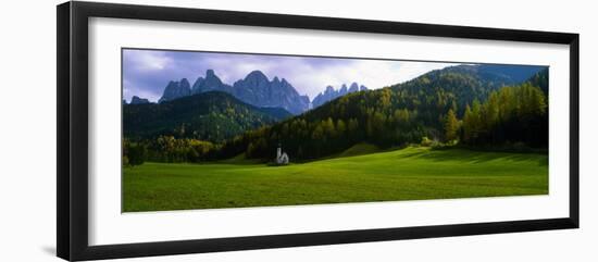 Church and Mountains in Background, Santa Maddalena, Val De Funes, Le Odle, Dolomites, Italy-null-Framed Photographic Print