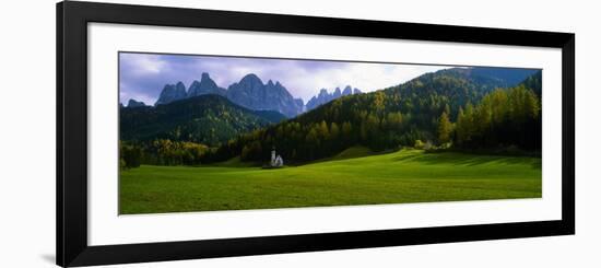 Church and Mountains in Background, Santa Maddalena, Val De Funes, Le Odle, Dolomites, Italy-null-Framed Photographic Print