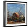 Church and red house, Rygge Church-August Eiebakke-Framed Giclee Print