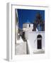 Church and Souvenir Shop at Santorini, Cyclades, Greek Islands, Greece, Europe-Sakis Papadopoulos-Framed Photographic Print