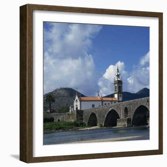 Church and the Medieval Ponte De Lima, Minho, Portugal, Europe-Christopher Rennie-Framed Photographic Print