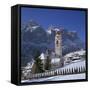 Church and Village of Colfosco, South Tirol, Trentino Alto Adige, Italy-null-Framed Stretched Canvas