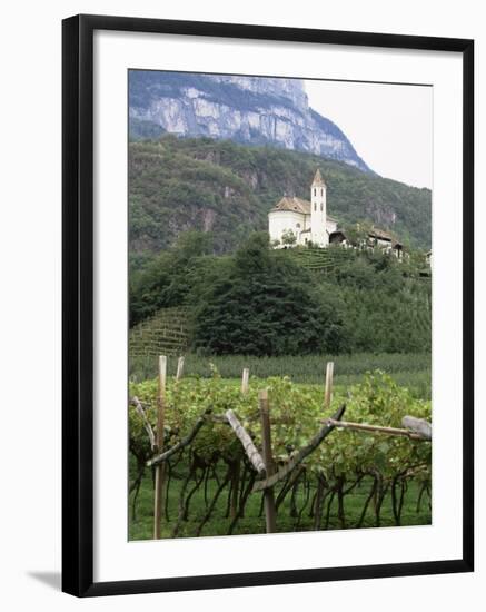 Church and Vines at Missiano, Caldero Wine District, Bolzano, Alto Adige, Italy-Michael Newton-Framed Photographic Print