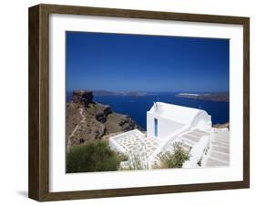 Church at Imerovigli, Santorini, Cyclades, Greek Islands, Greece, Europe-Sakis Papadopoulos-Framed Photographic Print