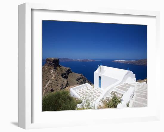 Church at Imerovigli, Santorini, Cyclades, Greek Islands, Greece, Europe-Sakis Papadopoulos-Framed Photographic Print