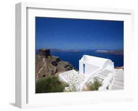 Church at Imerovigli, Santorini, Cyclades, Greek Islands, Greece, Europe-Sakis Papadopoulos-Framed Photographic Print