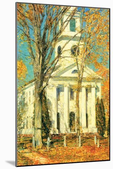Church At Old Lyme, Connecticut-Childe Hassam-Mounted Art Print