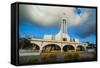 Church at Sunset on Saipan, Northern Marianas, Central Pacific, Pacific-Michael Runkel-Framed Stretched Canvas