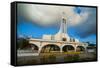 Church at Sunset on Saipan, Northern Marianas, Central Pacific, Pacific-Michael Runkel-Framed Stretched Canvas