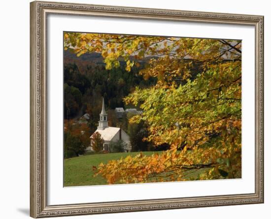 Church at Waits River, During Autumn, Vermont, New England, USA-null-Framed Photographic Print