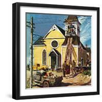 "Church Belfry Repair," April 20, 1946-E. Melbourne Brindle-Framed Giclee Print