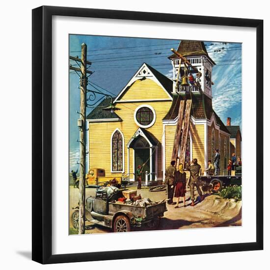 "Church Belfry Repair," April 20, 1946-E. Melbourne Brindle-Framed Giclee Print