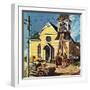 "Church Belfry Repair," April 20, 1946-E. Melbourne Brindle-Framed Giclee Print